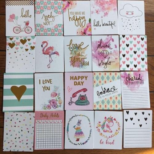 20Pcs flamingo&love Acid Free Colorful Foil Gold Paper Pocket Cards for Scrapbooking DIY Projects/Photo Album/Card Making Crafts