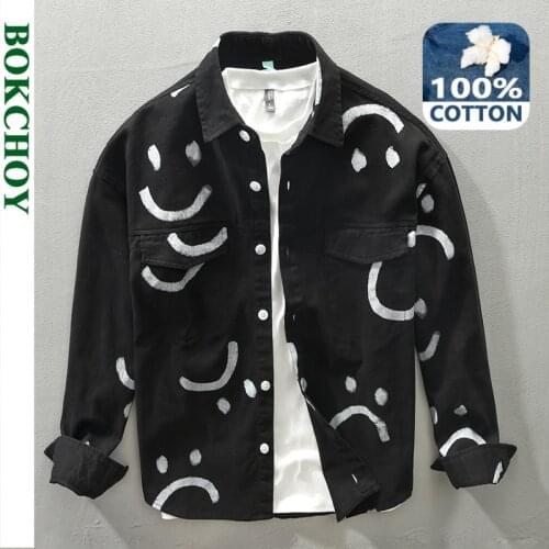 2021 Autumn Winter New Men Shirt Pure Cotton Thick Casual Digital Print Long Sleeve Men Coat GA-Z160