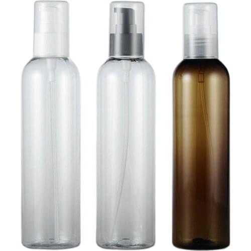 250ML X 25 Empty Lotion Cream Pump Plastic Bottle White Clear Brown PET Cosmetic Packaging Container Treatment Pump Dispenser