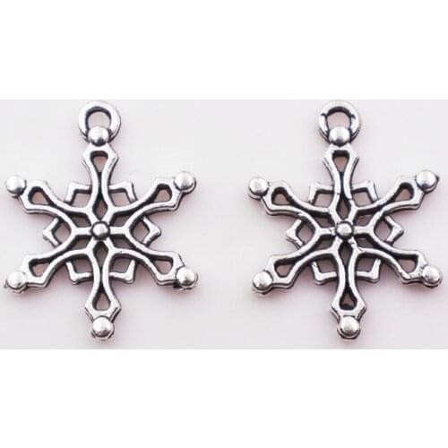 30pcs antique silver tone charms Snowflake Charms for Jewelry Making Accessories 19*16mm