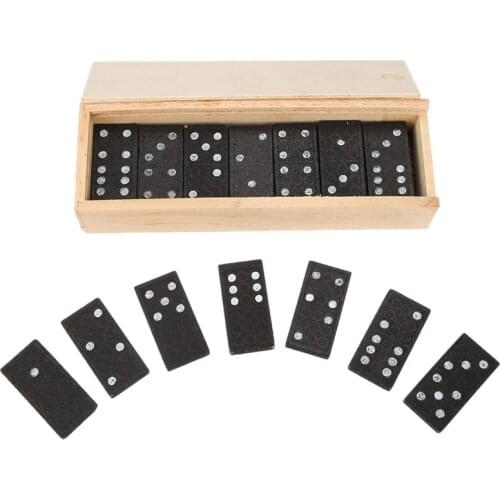 ABLB--28Pcs/Set Wooden Domino Board Games Domino Toys Travel Funny Table Game Kid Children Educational Toys For Children Gifts
