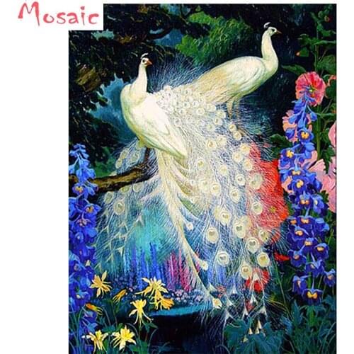 5d Diamond Embroidery DIY Diamond Painting Cross Stitch Kits white peacock couple Bird Series 5D Full Diamond Mosaic Home Decor