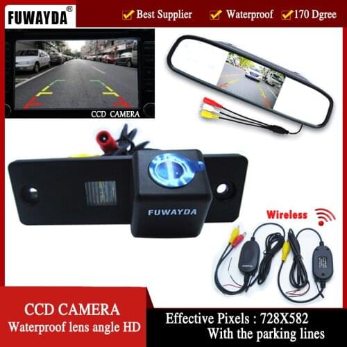 FUWAYDA Wireless Color CCD Car Rear View Camera for Toyota 4Runner/Land Cruiser Prado 2010 ,with 4.3Inch Rearview Mirror Monitor