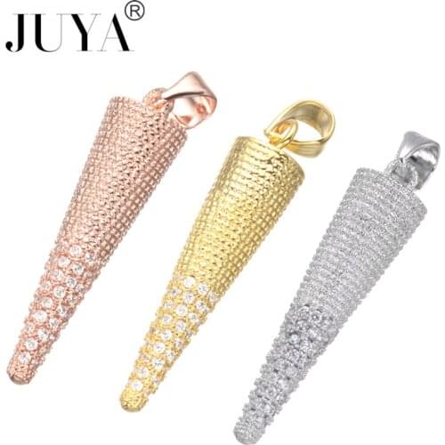 Diy breloque Pendentif Femme Copper Zircon Gold Rose Gold Cone Charms Pendant For Jewellery Making Women Pendants Parts