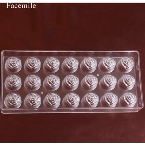 Chocolate Mold 21 Cups Anti-Wrestling Rose Flower Plastic Polycarbonate Hard Candy Jelly Mould Bakeware Tool Kitchen 54009