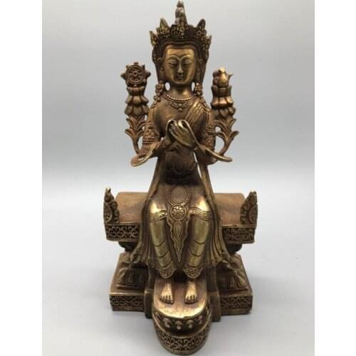 China brass White tara Buddha crafts statue