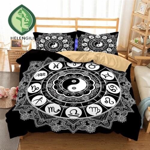 HELENGILI 3D Bedding Set Yin Yang Print Duvet cover set lifelike bedclothes with pillowcase bed set home Textiles #2-05