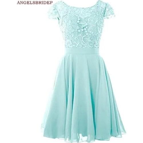 ANGELSBRIDEP Lace Bodice Homecoming Dresses Fashion Crystal Vestidos De Festa Chiffon Graduation Party Gowns Hot Sale