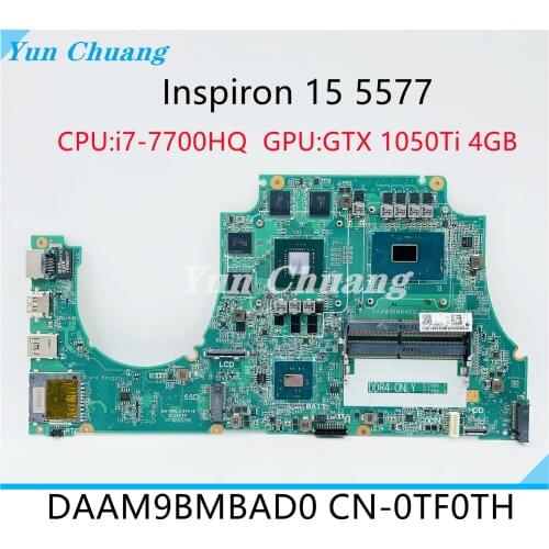 DAAM9BMBAD0 CN-0TF0TH For DELL Inspiron 15 5577 Laptop Motherboard DDR4 w/ i7-7700HQ GTX 1050Ti 4GB 100%Test work