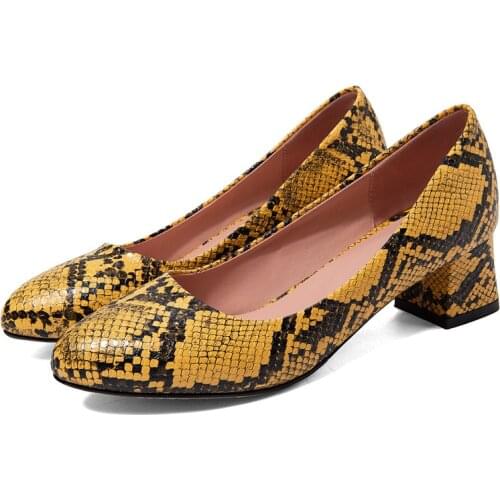 Fashion Snake Print Low Heels Shoes Women Comfortable Brand Designer Women Heels Large Size 47 Wedding Office Shoes Pumps Red