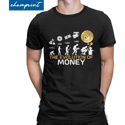 Men The Evolution Of Money Dogecoin Crypto T Shirt Bitcoin Cryptocurrency Blockchain Clothing Vintage Tee Shirt Gift T-Shirt