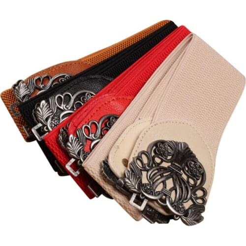 New Fashion 2018 Casual Women Lady Elegant Vintage Metal Floral Waist Band Elastic Wide Dress Belt Gifts Femme W12