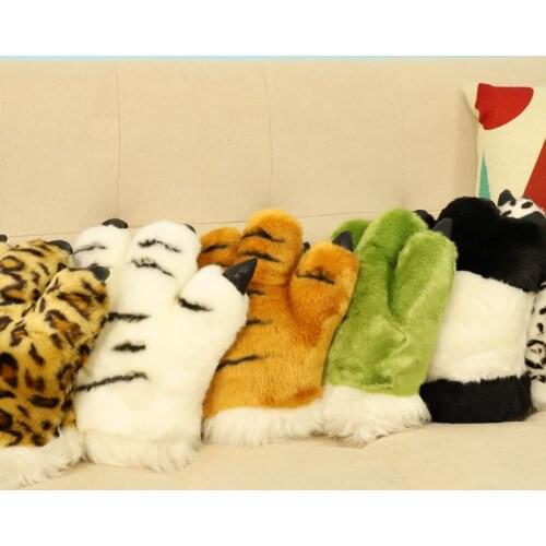 2020 NEW Simulation Tiger Paw Plush Toy Dinosaur Gloves Children Performance Props Zoo Panda Palm Giraffe Children Gifts