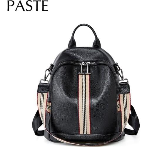 2020 New Patchwork Casual Style Cowhide Leather Backpack Women Waterproof School Bags for Teenage Girls High Quality Bagpack