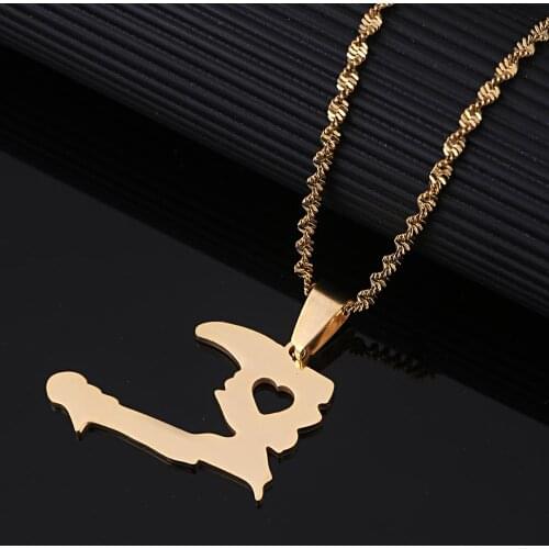 Stainless Steel The Republic of Haiti Map Pendant Necklace Haiti Map Heart Charm Jewelry