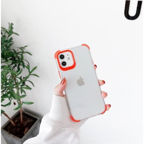 Transparent Colorful Camera Bumper 4-Corner Shockproof Phone Case For iPhone 12 11 Pro X XS XR Xs Max 12 Mini SE 7 8 Plus Cover