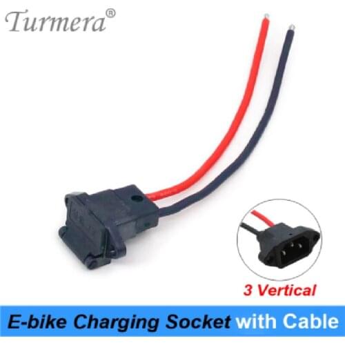 Battery Connector Plug Universal for E-bike Three Vertical Charging Socket with 12AWG Cable for 36V 48V Electric Vehicle J31Turm
