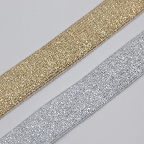 25MM Width 5meters/package Gold/Silver High Quality Nylon Elastic Bands For Garment Trousers Sewing Accessories DIY