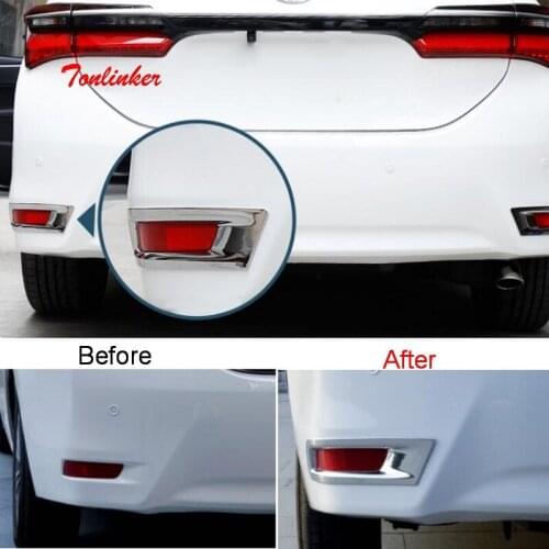 Tonlinker Exterior Rear Fog Cover Case stickers For TOYOTA Corolla Altis 2014-18 Car Styling 2 PCS ABS Chrome Cover stikers