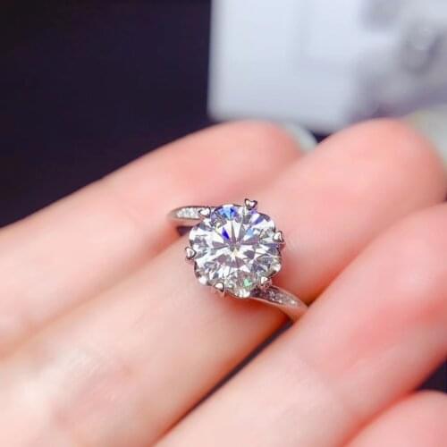 USPS Dropship Real Moissanite Wedding Ring, D VVS1 Grade, Authentic 925 Sterling Silver Engagement Fine Jewelry for Women