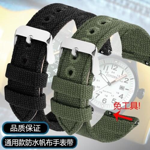Waterproof Canvas Watch Strap Mens Watch Accessories for Citizen Seiko No. 5 Timex 18 20 22mm watchband