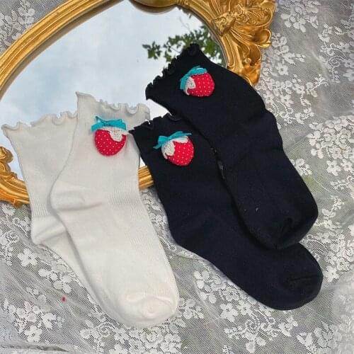 Japanese Cute Vigorous Strawberry Decorative Cotton Socks Sweetheart Girl Student Soft Sister Bunching Socks Female
