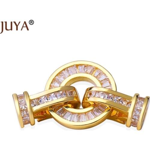 Top Quality Copper AAA Zircon Fold Over Clasps For DIY Gemstone Pearls Bracelets Necklace Beads End Cap Clasp Jewelry Components