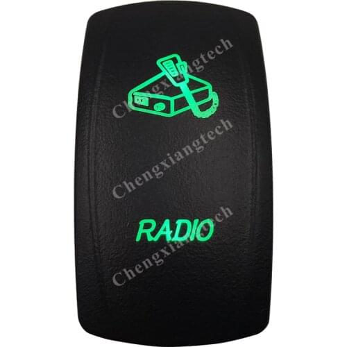 DC 12V 24V RADIO Rocker Switch GREEN Led lamp 5 Pin ON/OFF SPST Waterproof IP66