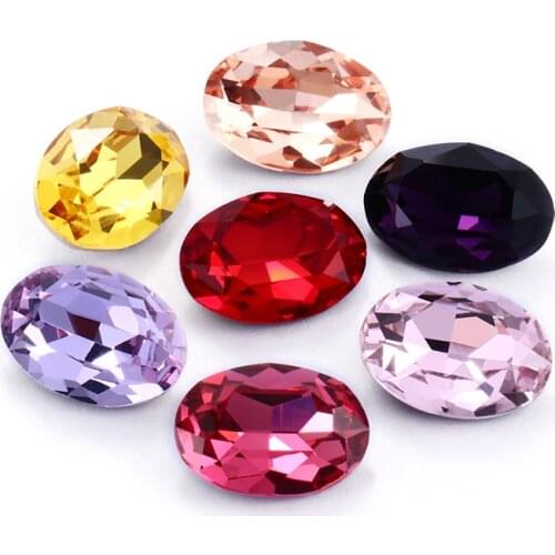 13X18mm Oval Rhinestones For Clothes Bags K9 Glass Strass Crystals Pointback Red Crystals Rhinestone Art Crafts Accessories
