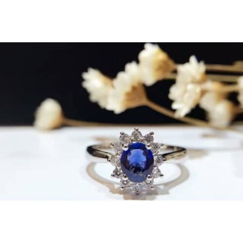 18K Gold 0.703ct Natural Sapphire Women Ring with 0.209ct Diamond Setting 2016 New Fine Jewelry Wedding Band Engagement