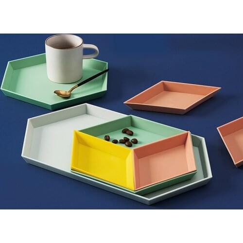 4PCS Nordic geometric candy tray fruit tray desktop storage box creative combination jewelry tray storage
