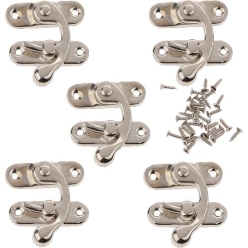 5 Sets Metal Buckle Clasps Box Closer Latch Decoration Latch Hook With Screws, Diy Bag Hasp, Wood Jewelry Box Decoration
