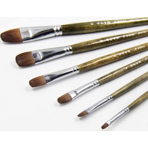 6pcs/Set,High Quality weasel hair brush birch wood exam Gouache Gouache art supplies painting pen acrylic brush