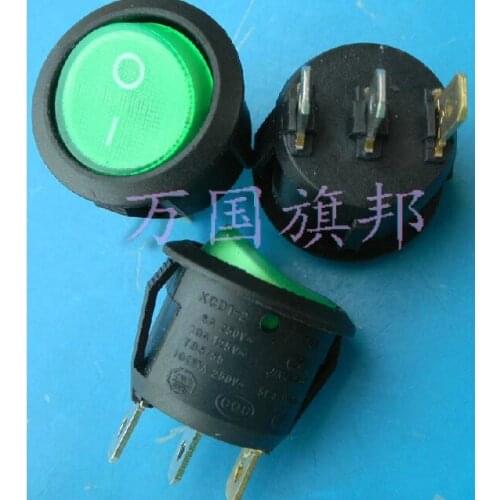 6A 250VAC diameter:20mm 3P rockey Switch / circular switch with green light
