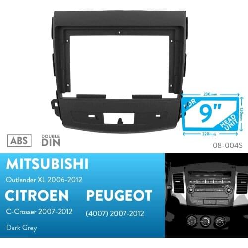 9 inch Car Radio Fascia for CITROEN C-Crosser / C Crosser 2007-2012 Panel Dash Kit Adapter Bezel Console Plate Facia 9inch Trim
