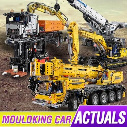Mold King Electric Remote Control City Engineering Vehicle Technology Crane Excavator Truck Assembly Building Block RC Car Toys