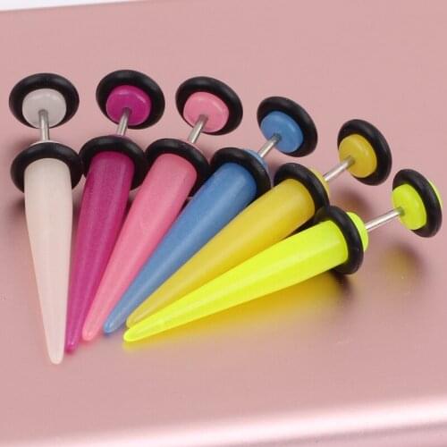 Glow in Dark Acrylic Fake expander VARIOUS COLOURS FAKE CHEATER EAR PLUGS