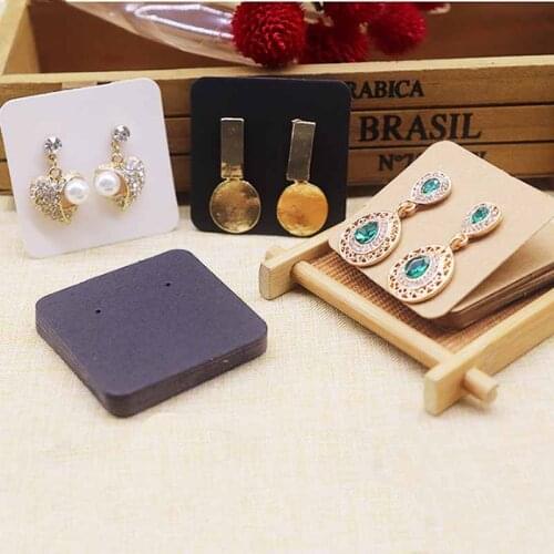 50pcs 5x5cm (1.97x1.97'')Kraft /Black /White Earring Card dOt Earring Display Card Holder Blank Kraft Paper Tags for DIY Ear