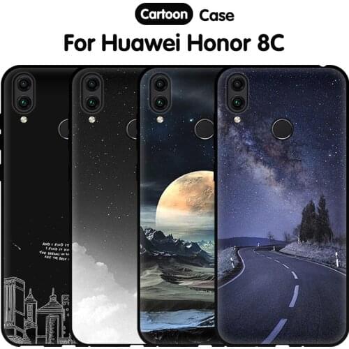 JURCHEN TPU Soft Back Cover For Huawei Honor 8C Case 3D Pattern Silicone Phone Case For Huawei Honor 8C Cover Honor8C BKK-TL00