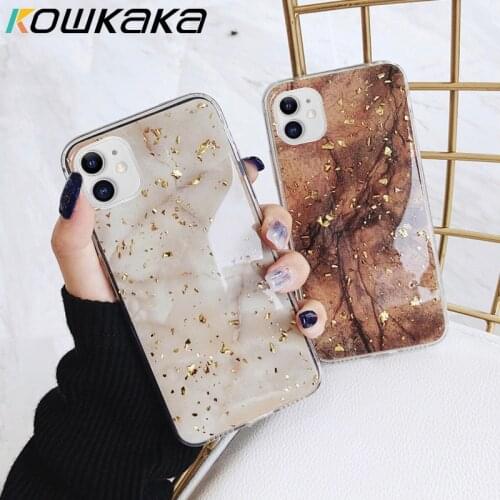 Kowkaka Marble Phone Case For iPhone 11 Pro Max X XR XS 6 6s 7 8 Plus 12 Mini Luxury Gold Foil Vintage Pattern Fundas Back Cover