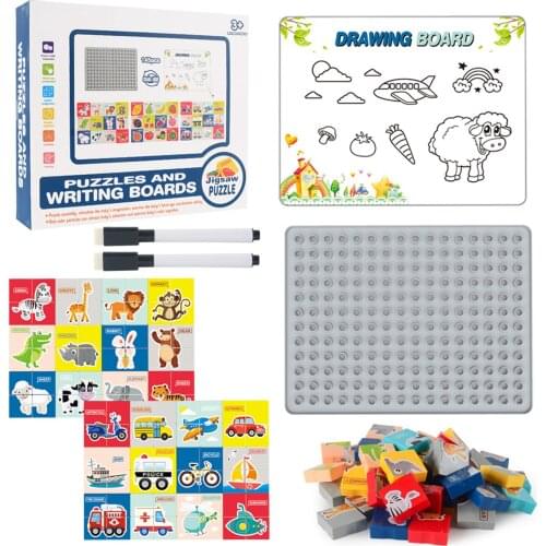 Kids Creative Building Block Puzzle For Children Graffiti Board Set Drawing Board Puzzle Toy Kids Early Education Learning Toys