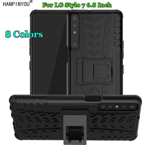 For LG Stylo 7 Stylo7 6.8" Dazzle Shockproof Soft Silicone & Hard Plastic Dual Armor Back Case Stand Holder Cover Shell