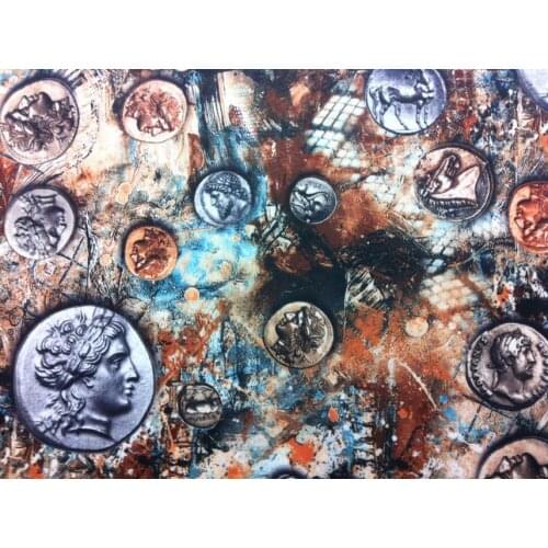 French neoprene fabric print Money linen fabric print down coat fabric for sewing Money pattern Cash print coin in flowers