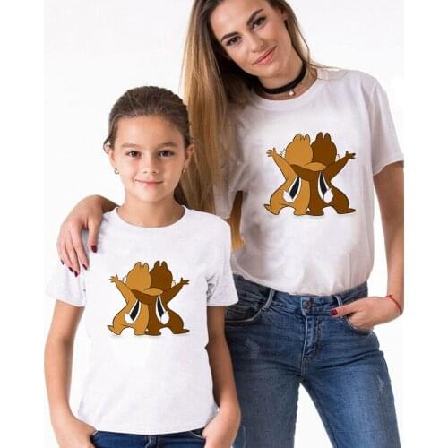 Chip And Dale Family Matches Clothes Mother And Son Short Tshirt Baby Boys Clothes Mommy Me Tshirt Soft Summer Casual Family Top