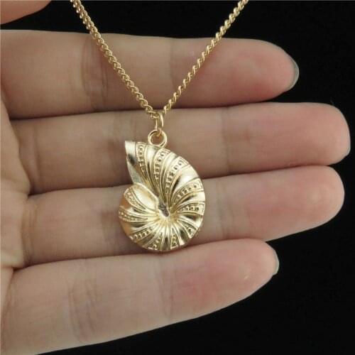 GLOWCAT Q21A47 Free Shipping KC Gold Jewelry Animal Conch Sea Snail Charms Pendant Choker Necklace