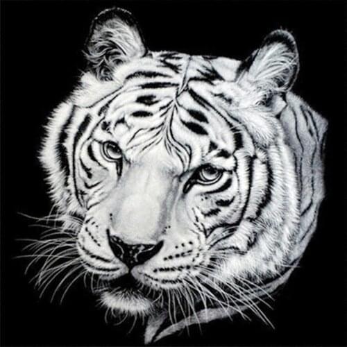 Tiger Head Animal Diamond Painting Round Full Drill Nouveaute DIY Mosaic Embroidery 5D Cross Stitch Black and White Picture