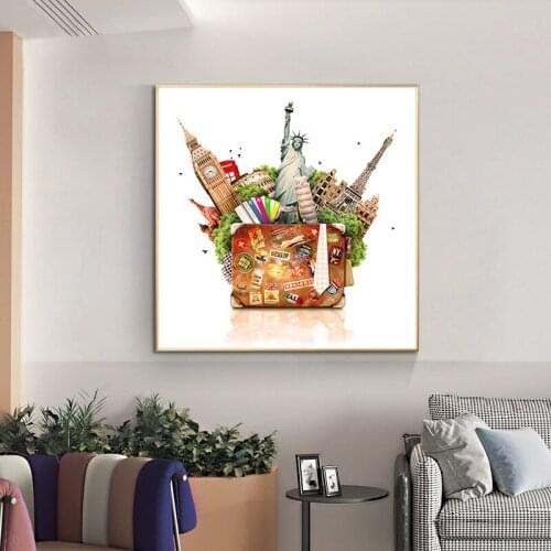 World Famous Architecture Oil Painting on Canvas Poster Print Wall Art Abstract building Pictures for Living Room Home Decor