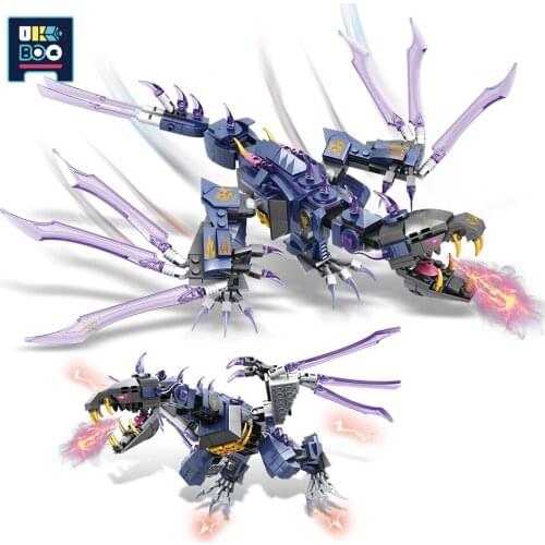 UKBOO 477PCS City Diablo Ninja Mecha Black Dragon Building Blocks DIY Figures Model Bricks Construction Toys for Children Gifts