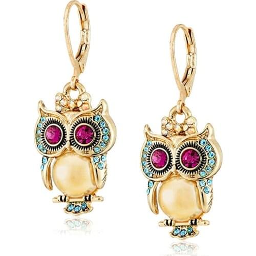 Creative Cartoons Owl Earrings for Women Fashion Jewelry Gold Animal Earring Party Cocktail Jewelry Gifts earings