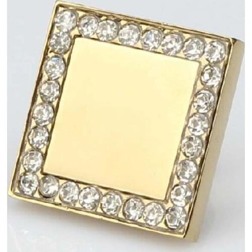Square diamond knobs glass crystal drawer knob shiny gold kitchen cabinet door handle dresser cupboard furniture knobs